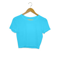 Women's Sky Blue Slim Fit Crop Tops