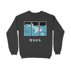 NIñO - Wave With Typography Heavyweight Sweatshirt For Men