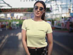 Women's Butter Yellow Slim Fit Crop Tops