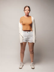 Women's Mustard Yellow Slim Fit Crop Tops