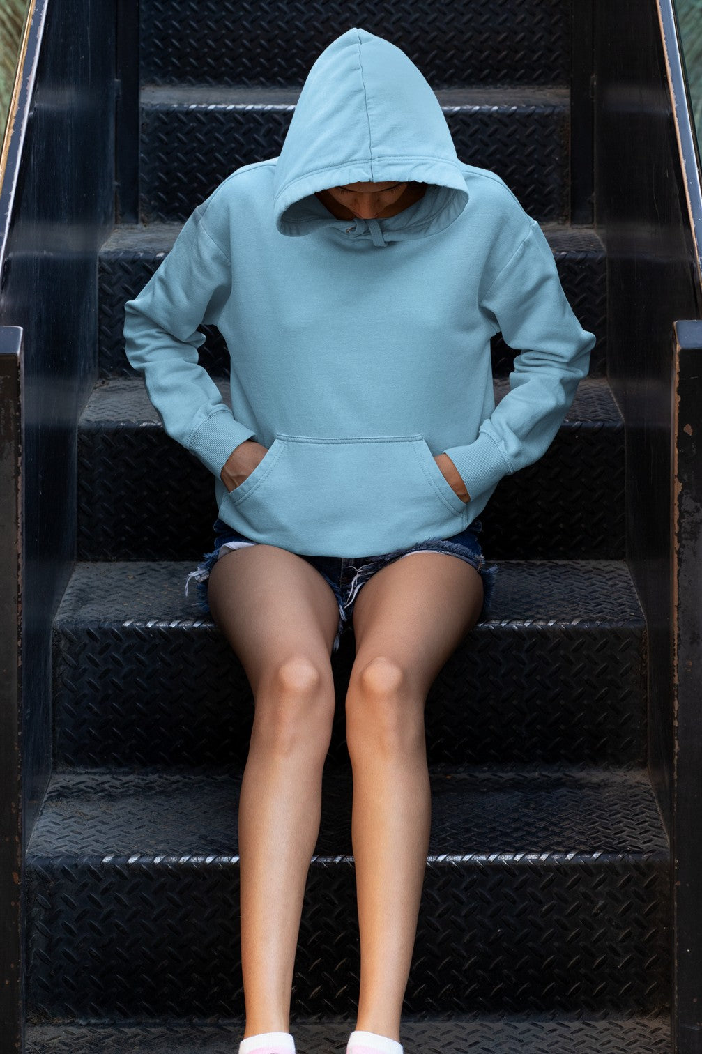 NIñO - UNISEX BASIC HEAVYWEIGHT BAGGY BABYBLUE HOODIE