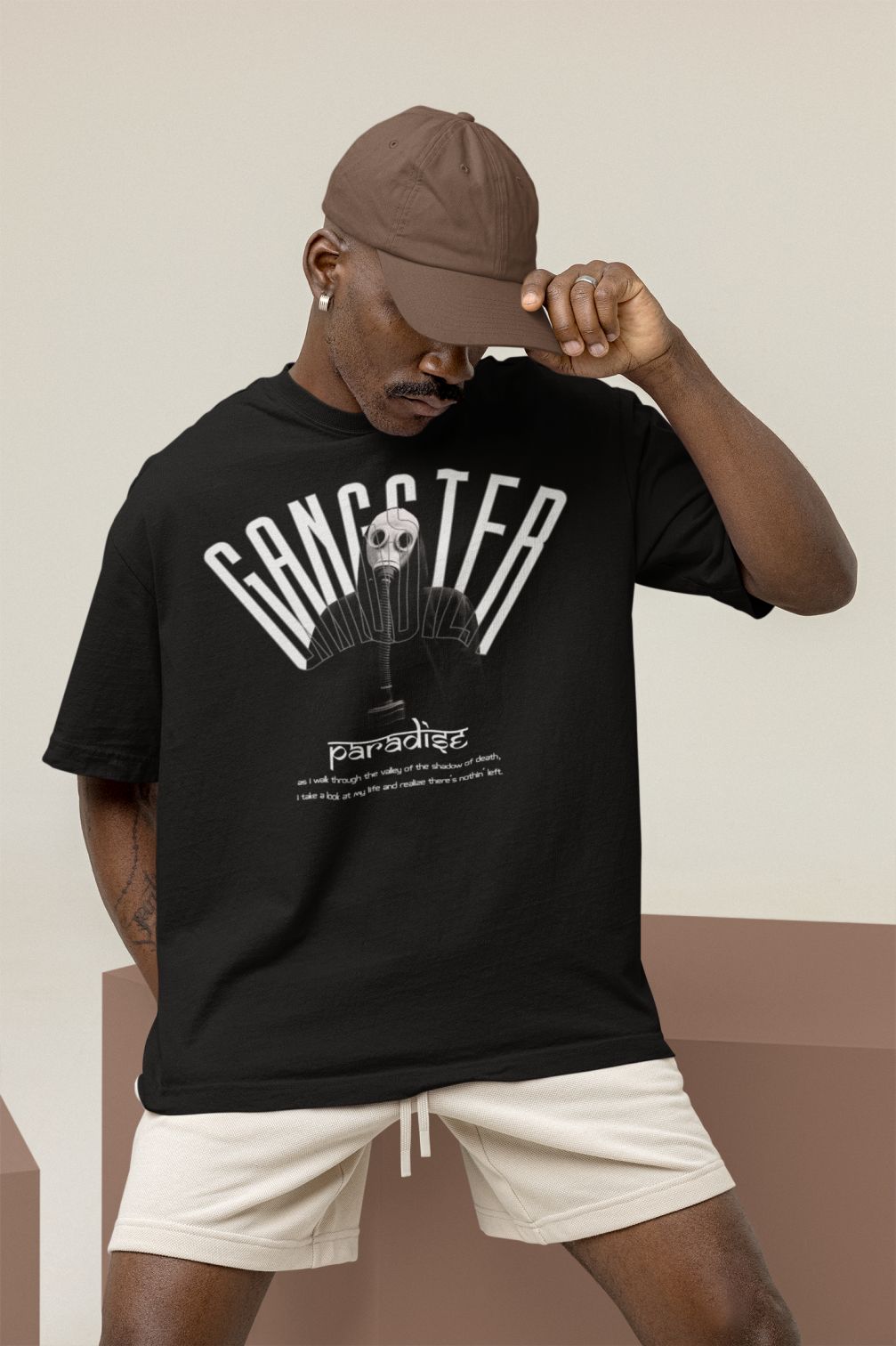 INCsane - Gangster Paradise Black Oversized T-Shirt For Men