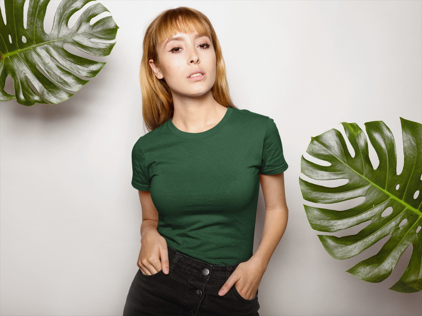 Women's Olive Green Slim Fit T-shirt
