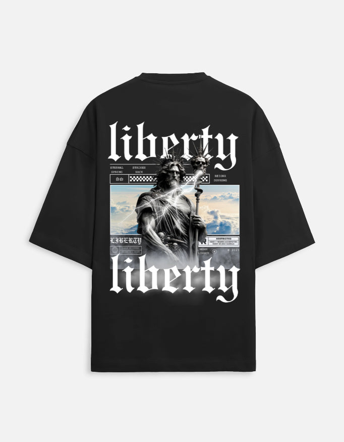 Back view of the INCsane Hedes Liberty t-shirt showing the premium 260 GSM Terry-knit texture and relaxed drop-shoulder fit.