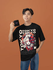 INCsane - Hannya Mask Black Oversized T-Shirt For Men