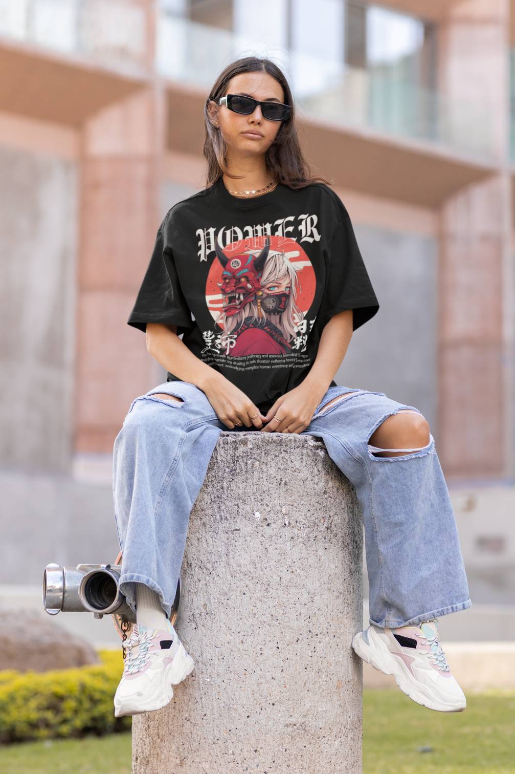 NOA - Hannya Mask Power Premium Oversized Unisex T-Shirt