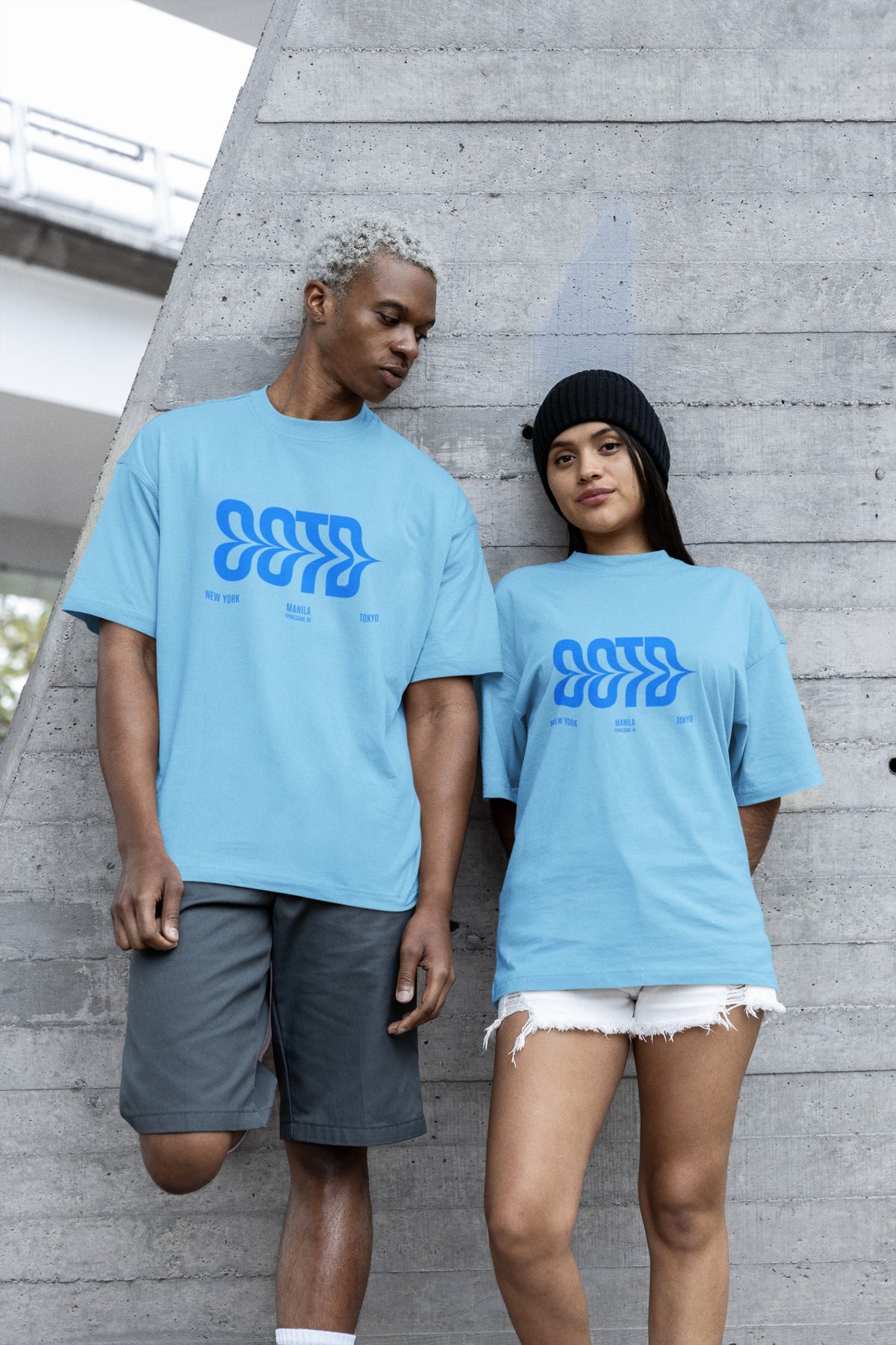 Baby Blue OOTD Graphic Oversized T Shirt for Men