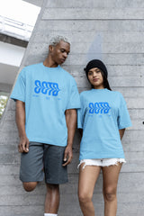 Baby Blue OOTD Graphic Oversized T Shirt for Men