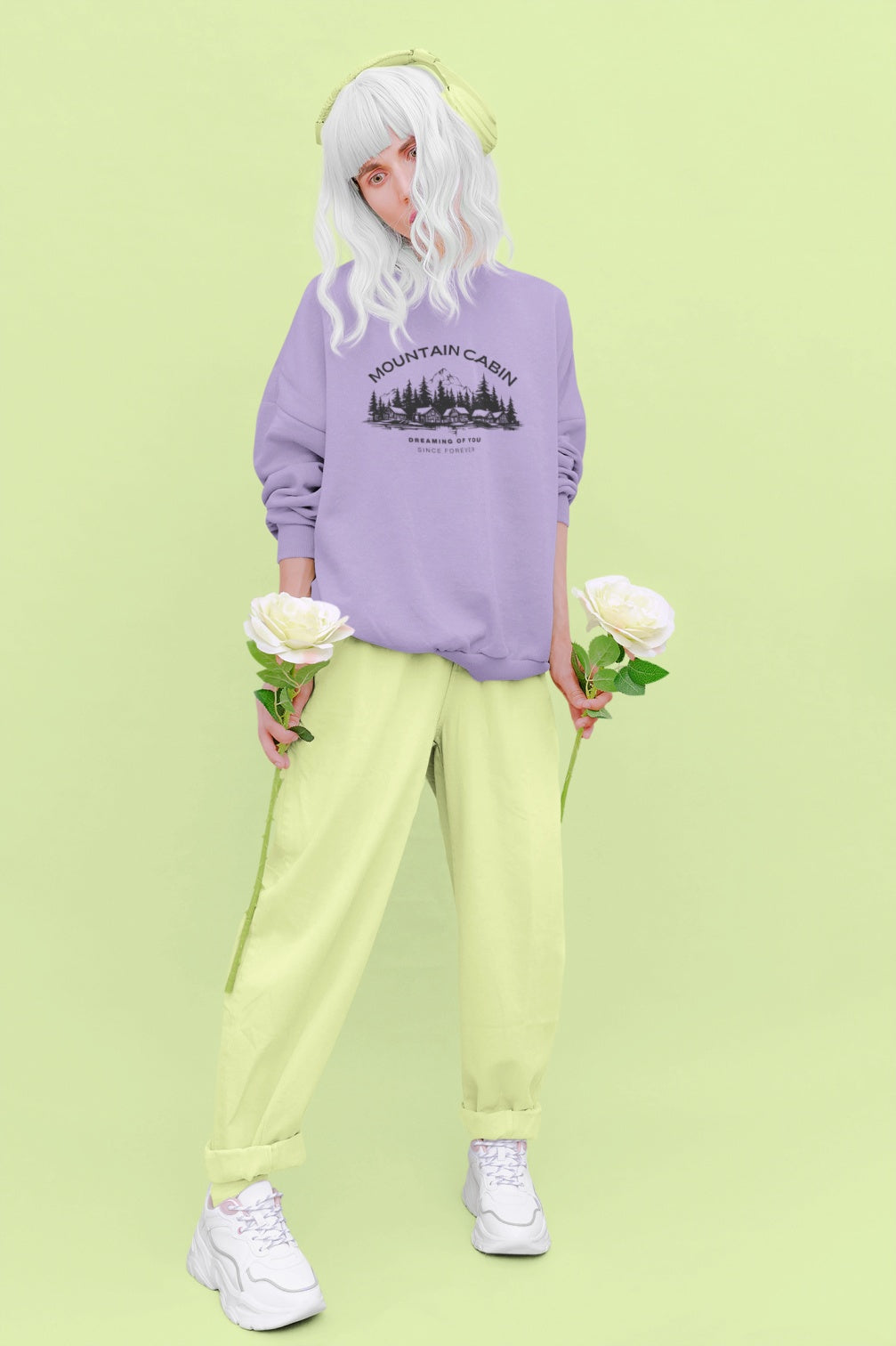 Mountain Cabin Iris Lavender Unisex Sweatshirt