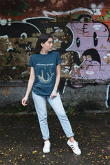 NIñO - Never Let Go Navy Blue Slim Fit T Shirt for Women