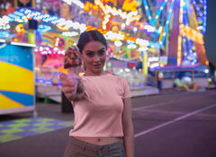 Women's Light Pink Slim Fit Crop Tops